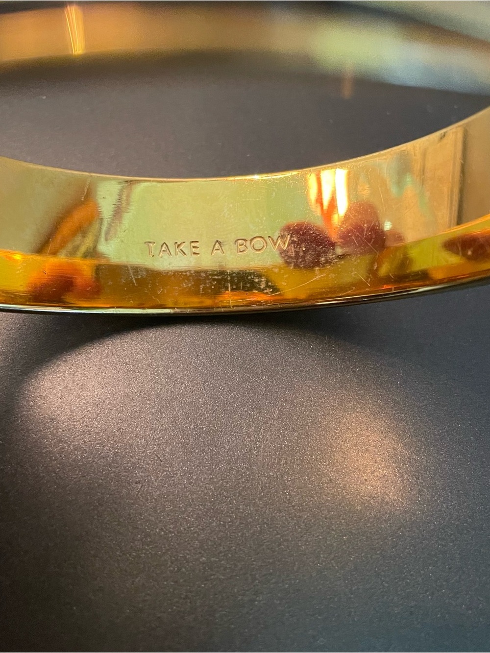 Kate Spade Take A Bow Gold Toned Bangle Bracelet With Spade - Picture 6 of 9